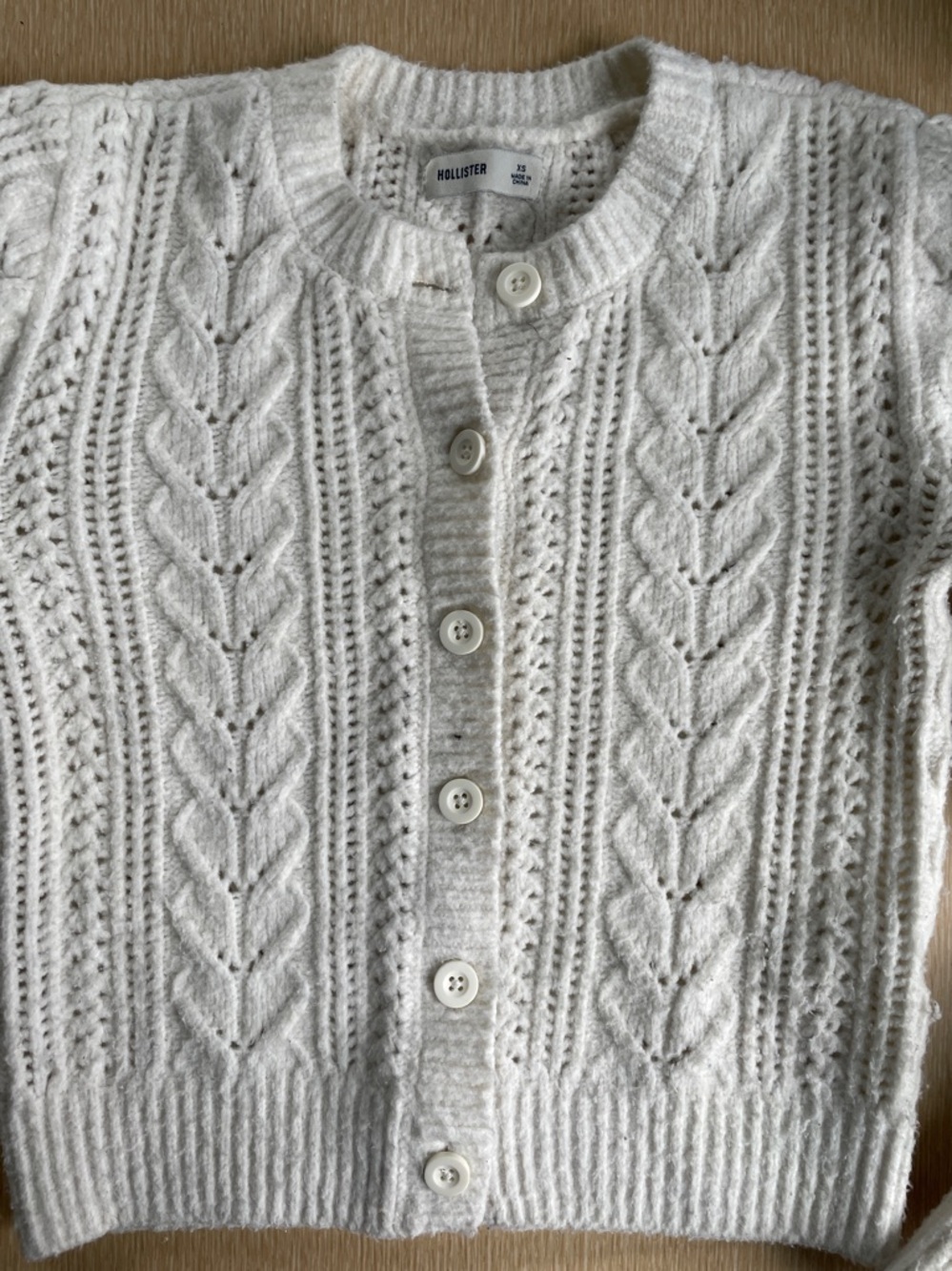 Hollister White Textured Knit Cardigan, Size XS